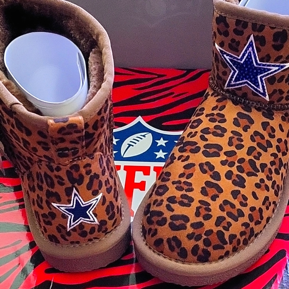 Officially Licensed NFL DALLAS COWBOYS Women's Leopard Bling Boot Size 7… - Picture 7 of 9
